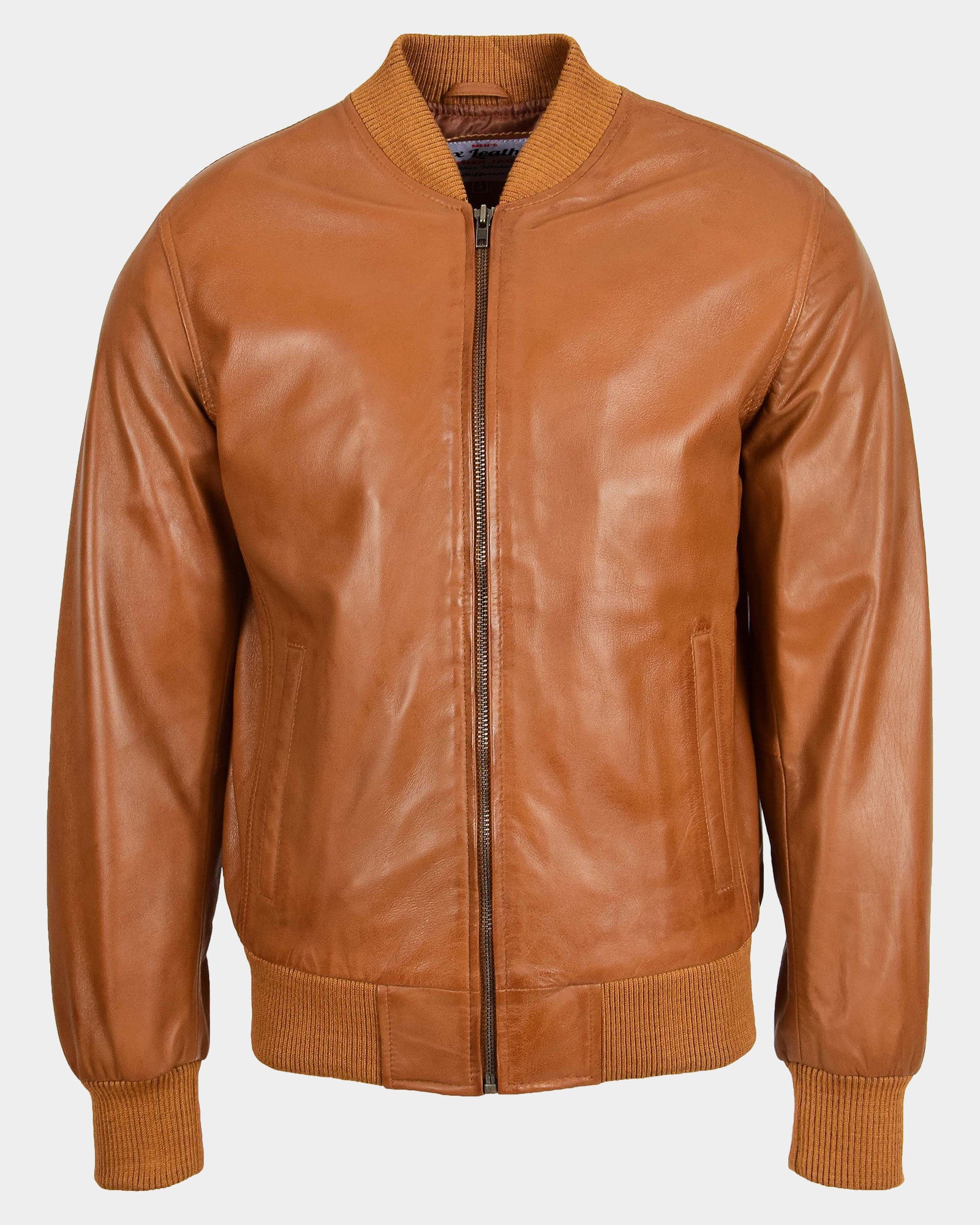 Mens Leather MA-1 Bomber Jacket Ryan Dynamo Tan