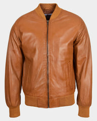 Mens Leather MA-1 Bomber Jacket Ryan Dynamo Tan