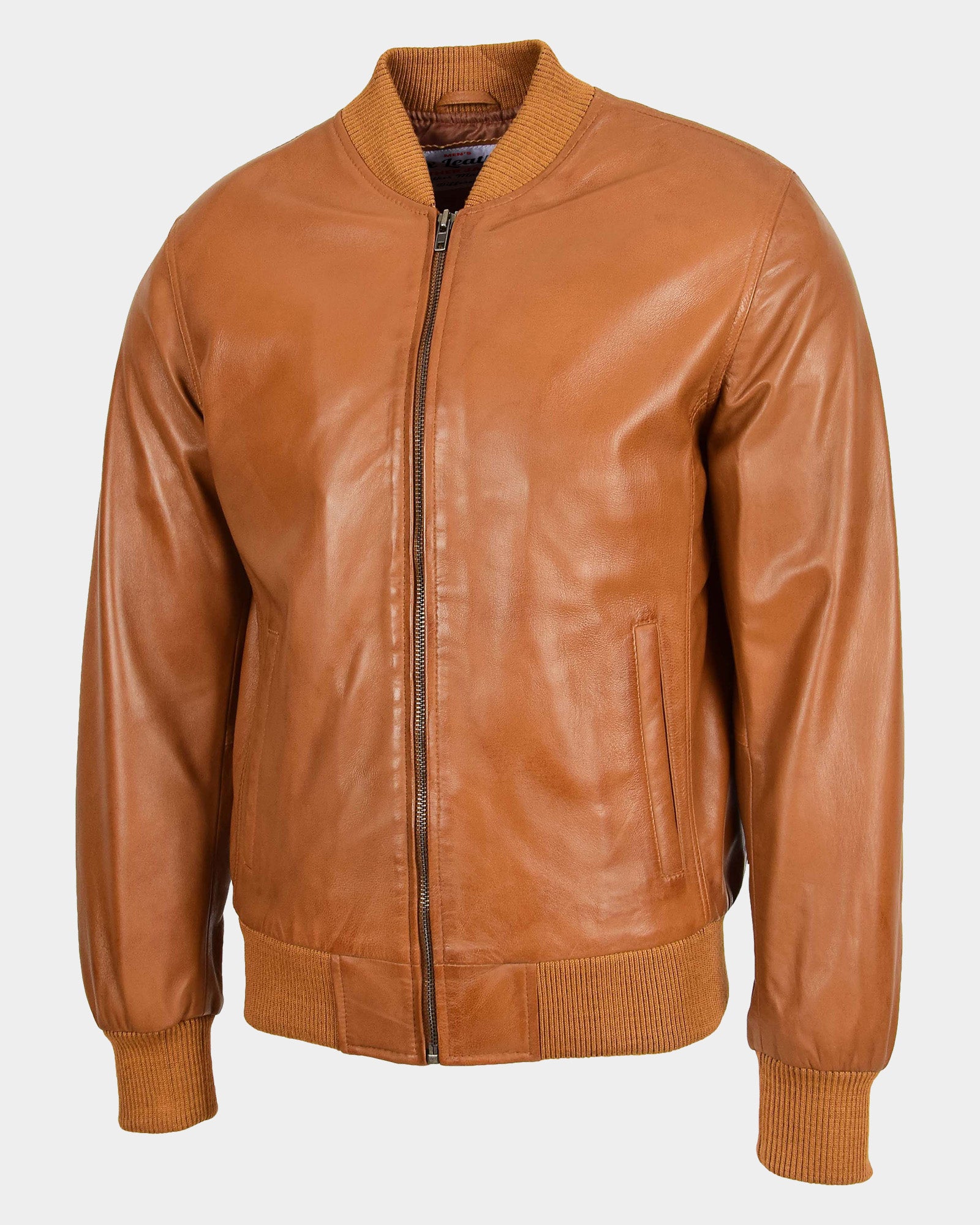 Mens Leather MA-1 Bomber Jacket Ryan Dynamo Tan