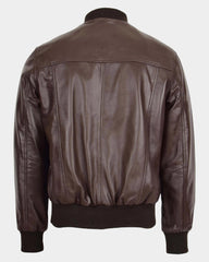 Mens Leather MA-1 Bomber Jacket Ryan Zenith Brown