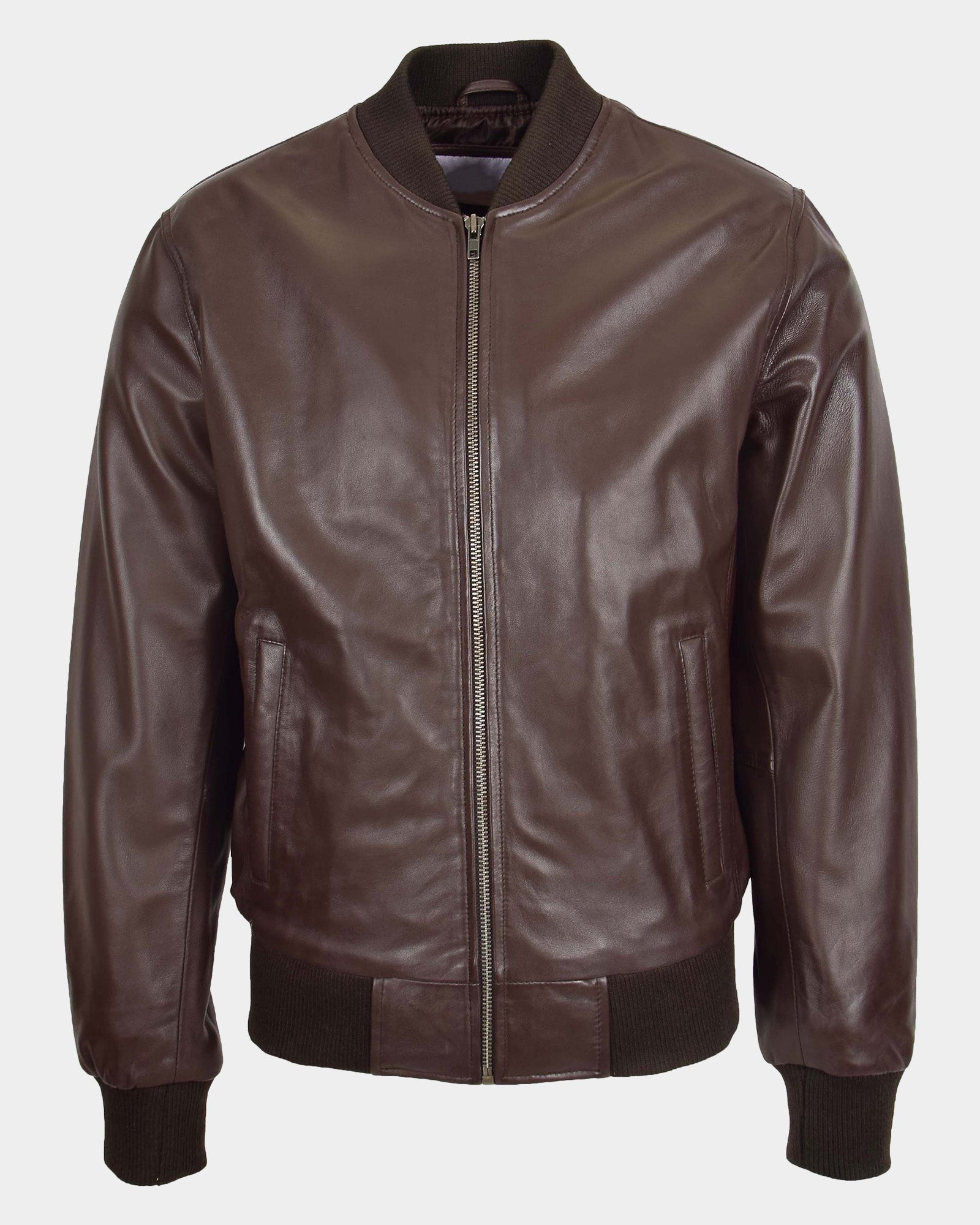 Mens Leather MA-1 Bomber Jacket Ryan Zenith Brown