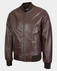 Mens Leather MA-1 Bomber Jacket Ryan Zenith Brown