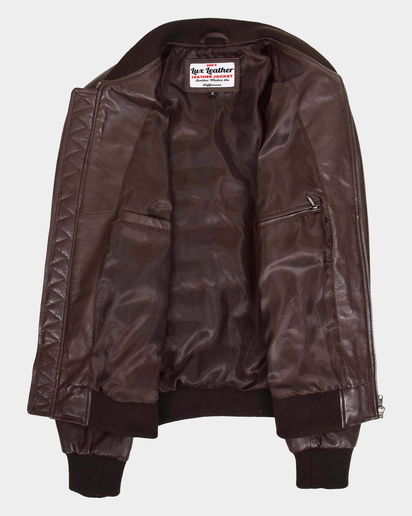 Mens Leather MA-1 Bomber Jacket Ryan Zenith Brown