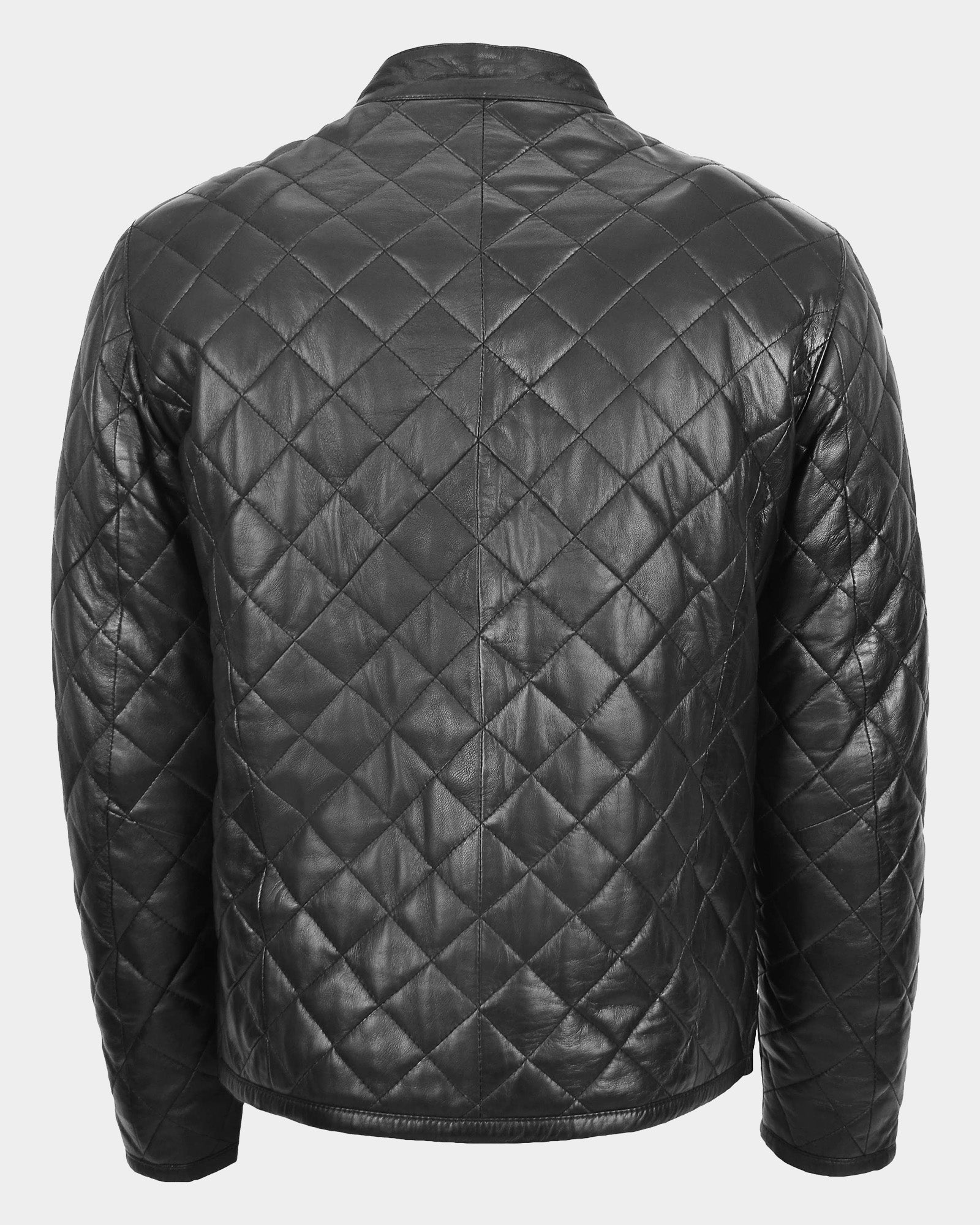 Mens Leather Quilted Anorak Style Jacket Jeff Nova Black