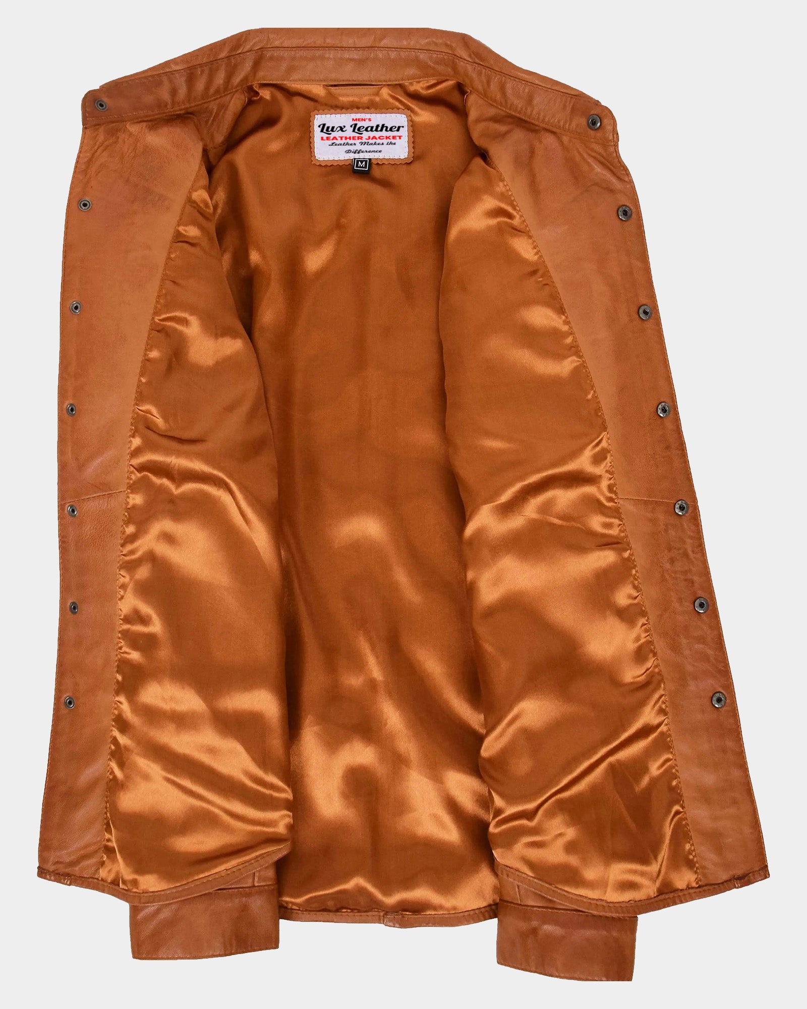 Mens Leather Shirt Classic Trucker Style Oliver Dynamo Tan