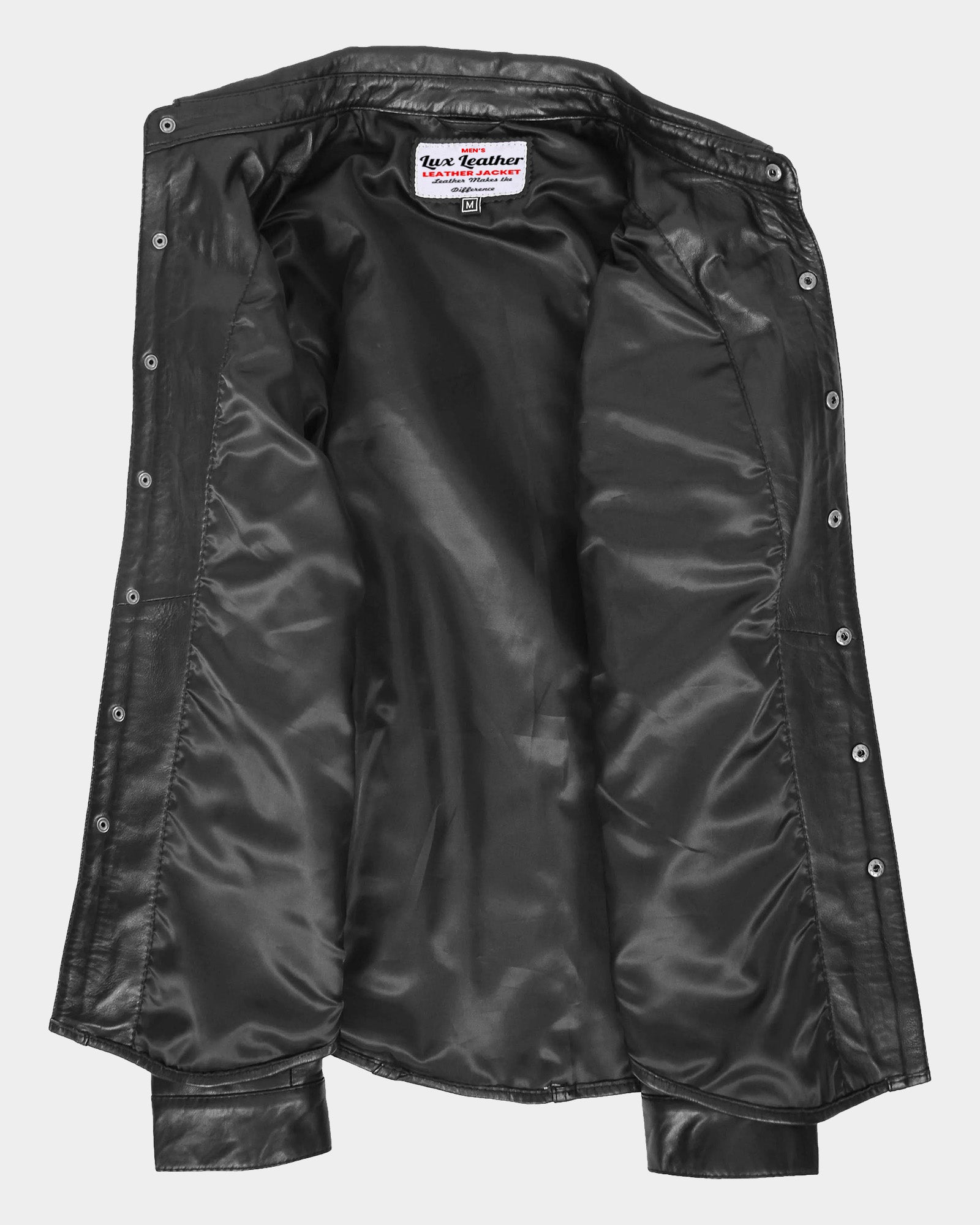 Mens Leather Shirt Classic Trucker Style Oliver Nova Black