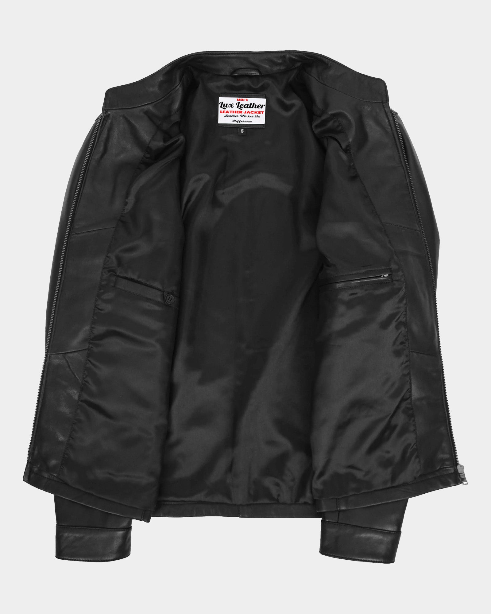 Mens Leather Standing Collar Jacket Paul Nova Black