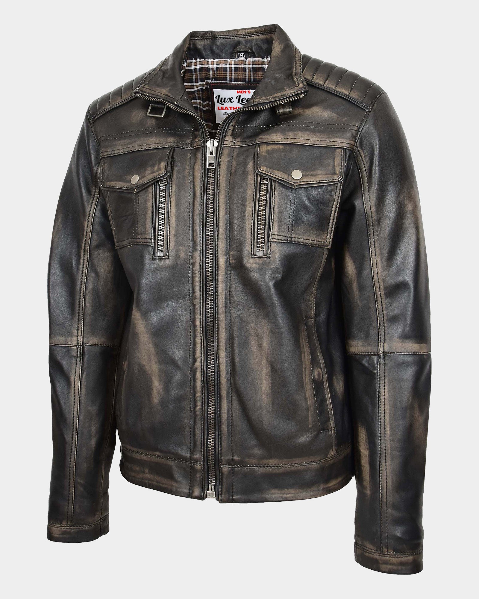 Mens Leather Urban Biker Style Jacket Hugo Paradox Rub Off