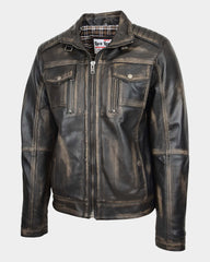 Mens Leather Urban Biker Style Jacket Hugo Paradox Rub Off