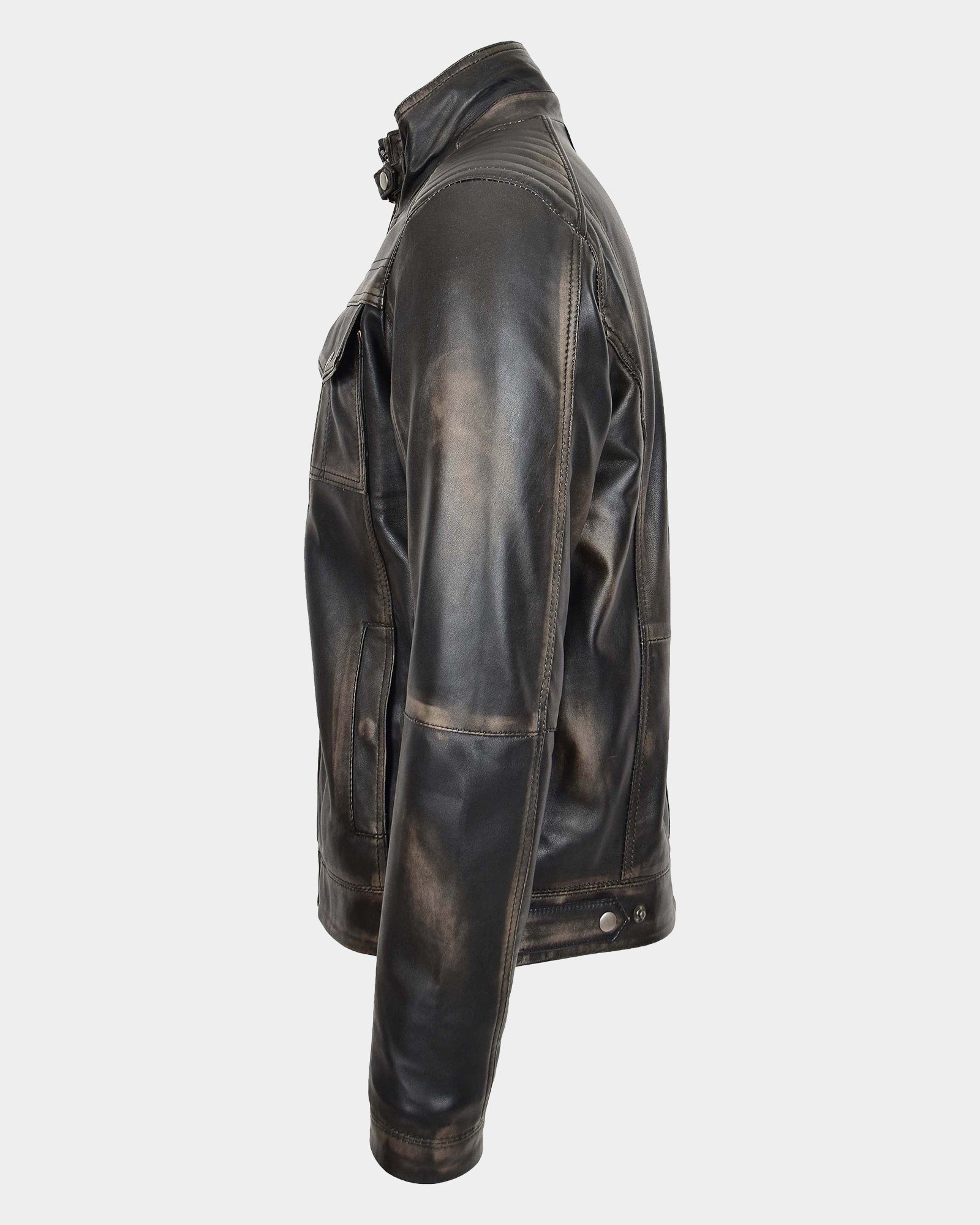 Mens Leather Urban Biker Style Jacket Hugo Paradox Rub Off