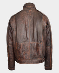 Mens Leather Urban Biker Style Jacket Hugo Zenith Brown Vintage