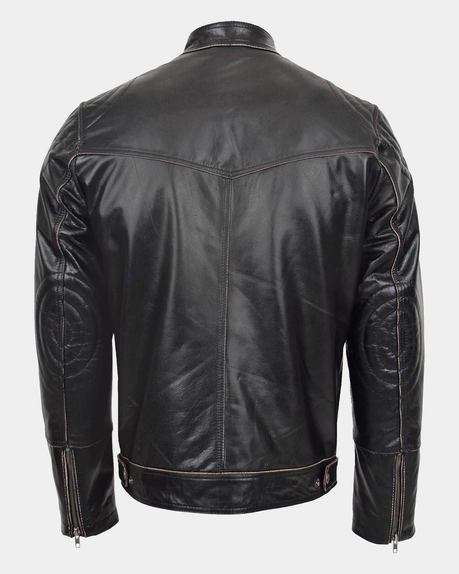 Mens Leather Vintage Biker Jacket Colin Zenith Dark Brown
