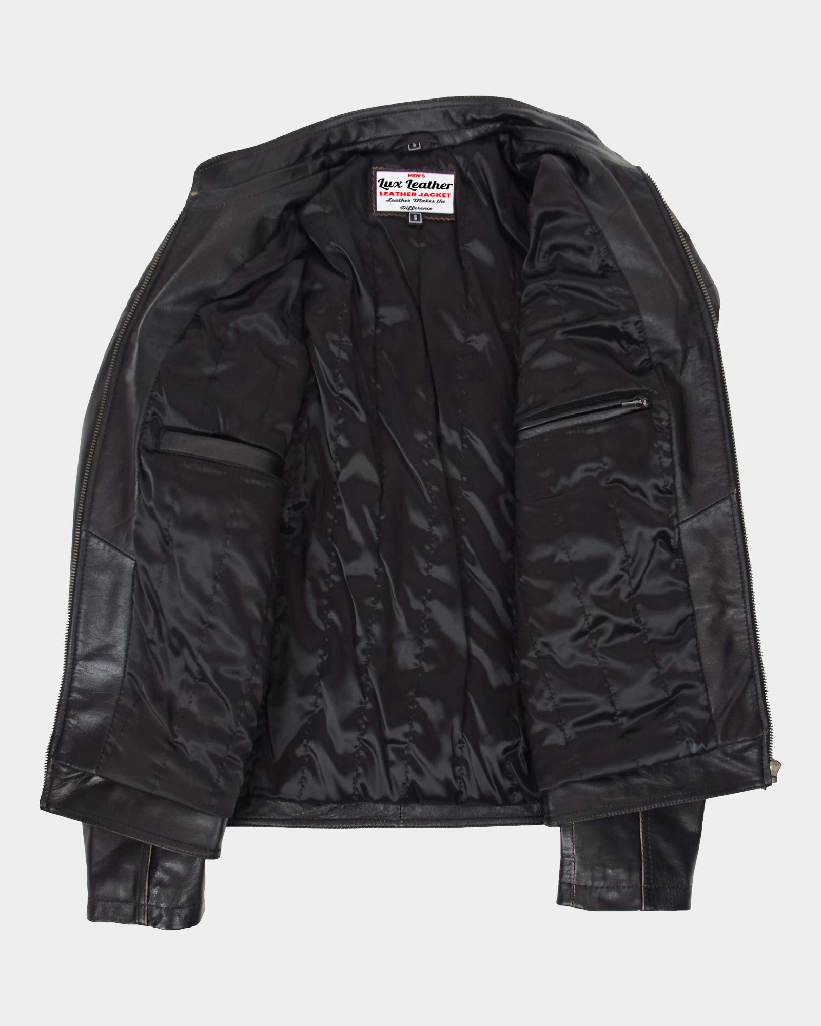 Mens Leather Vintage Biker Jacket Colin Zenith Dark Brown