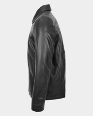Mens Leather Zip Box Harrington Jacket James Nova Black