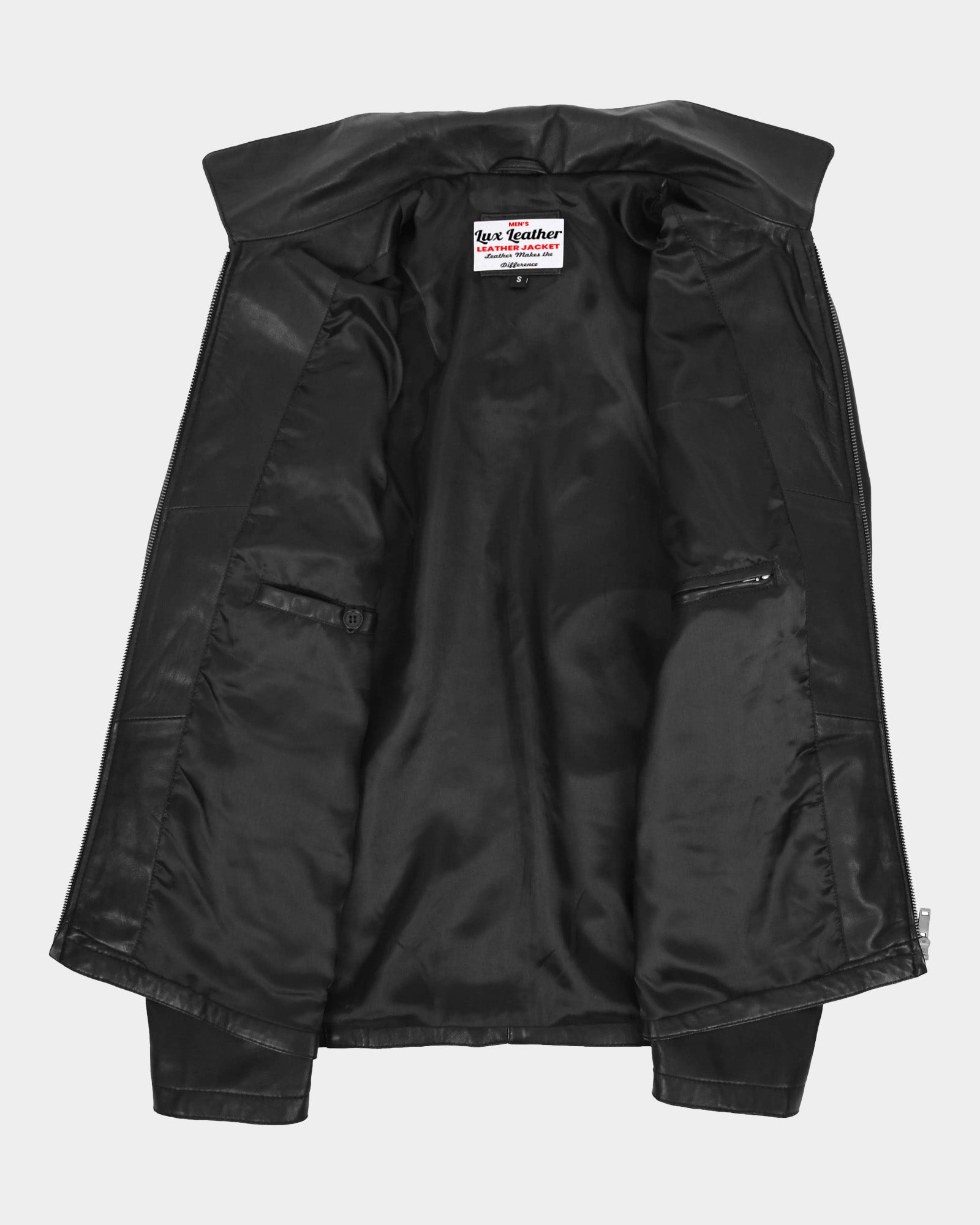 Mens Leather Zip Box Harrington Jacket James Nova Black