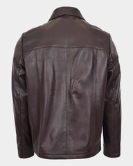 Mens Leather Zip Box Harrington Jacket James Zenith Brown