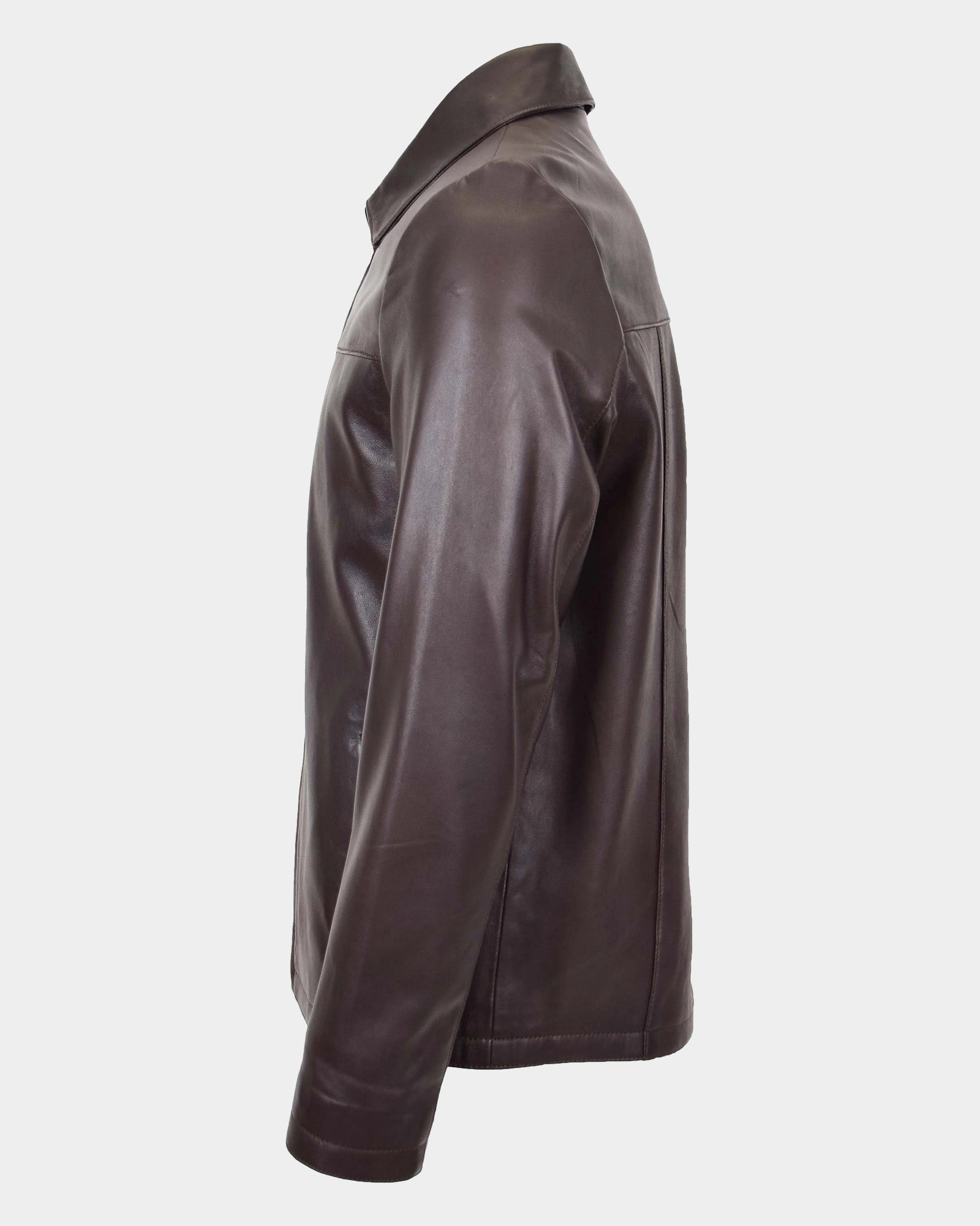 Mens Leather Zip Box Harrington Jacket James Zenith Brown