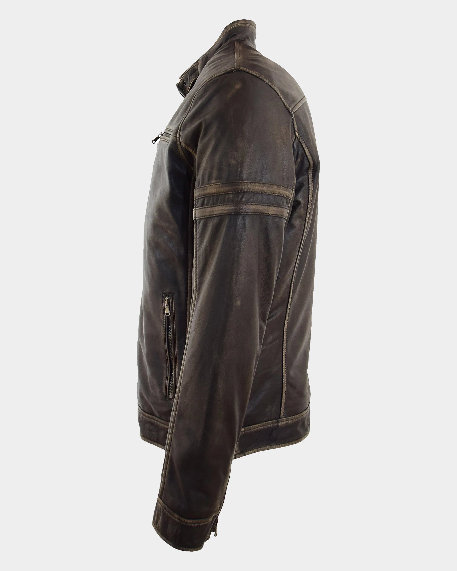 Mens Real Leather Biker Jacket Vintage Paradox Rub Off Effect RICKY