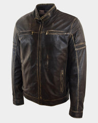 Mens Real Leather Biker Jacket Vintage Paradox Rub Off Effect RICKY