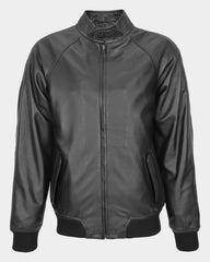 Mens Real Leather Bomber Jacket Raglan Shoulder Francis Nova Black