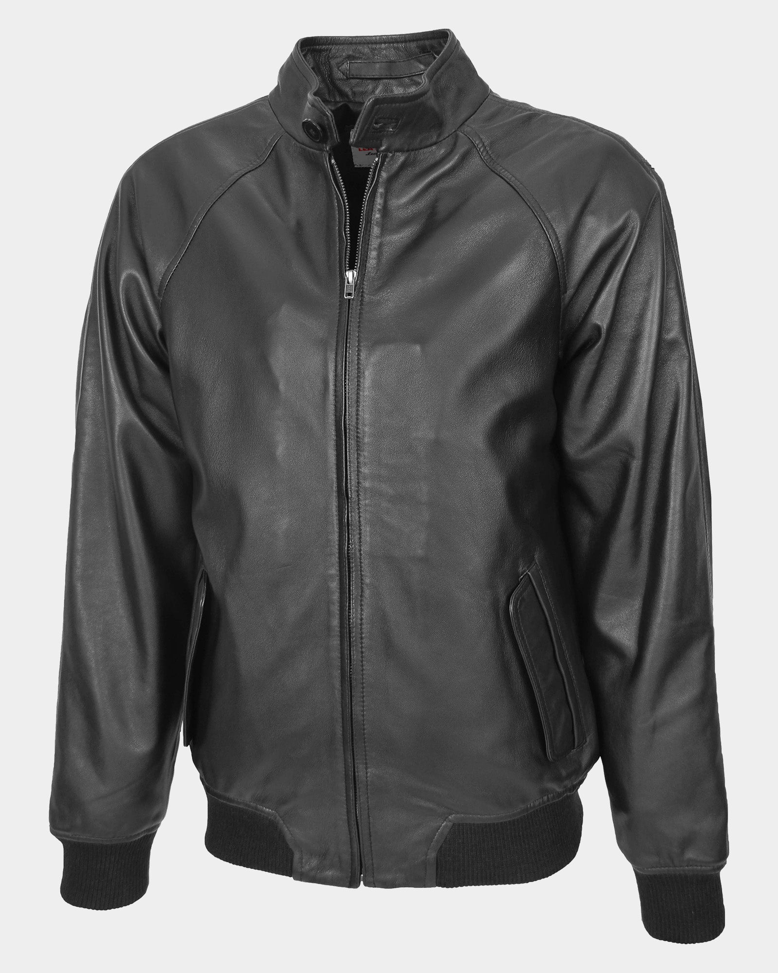 Mens Real Leather Bomber Jacket Raglan Shoulder Francis Nova Black