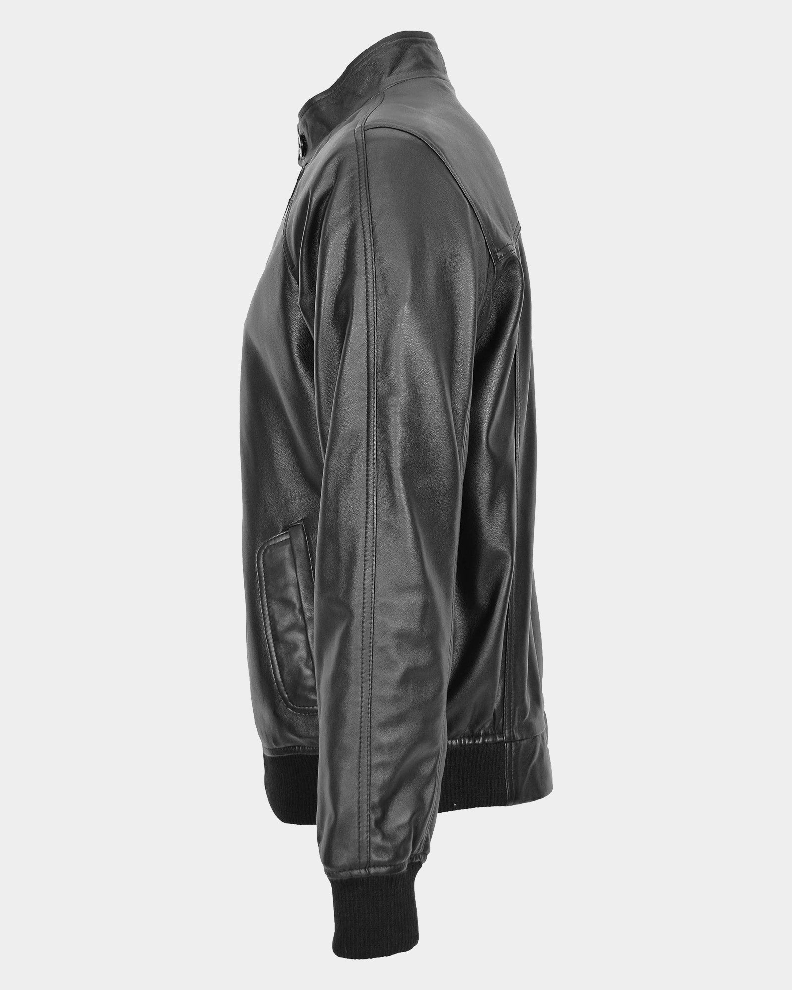 Mens Real Leather Bomber Jacket Raglan Shoulder Francis Nova Black