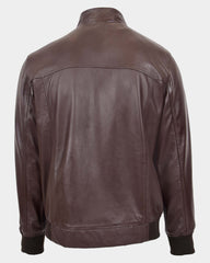 Mens Real Leather Bomber Jacket Raglan Shoulder Francis Zenith Brown