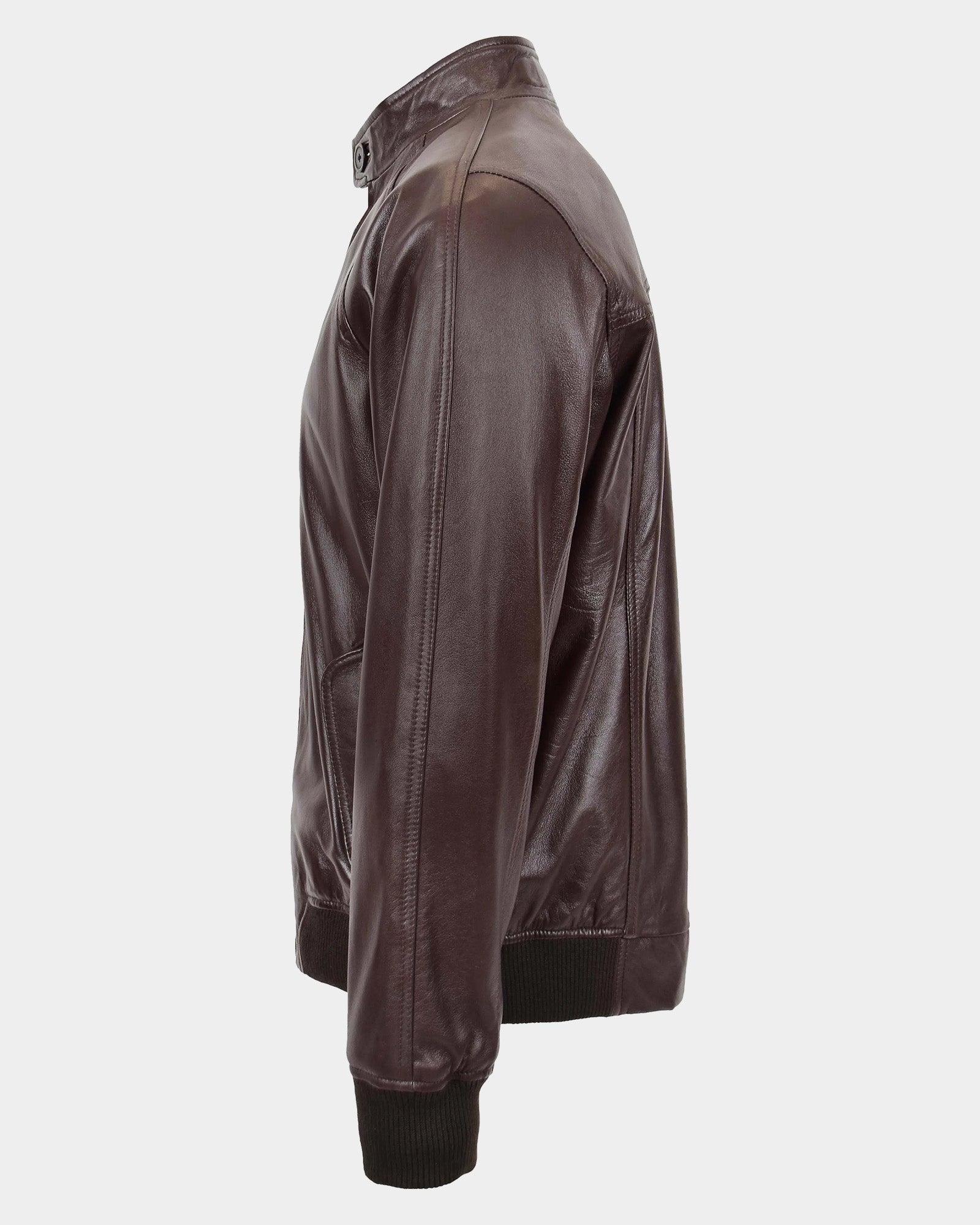Mens Real Leather Bomber Jacket Raglan Shoulder Francis Zenith Brown