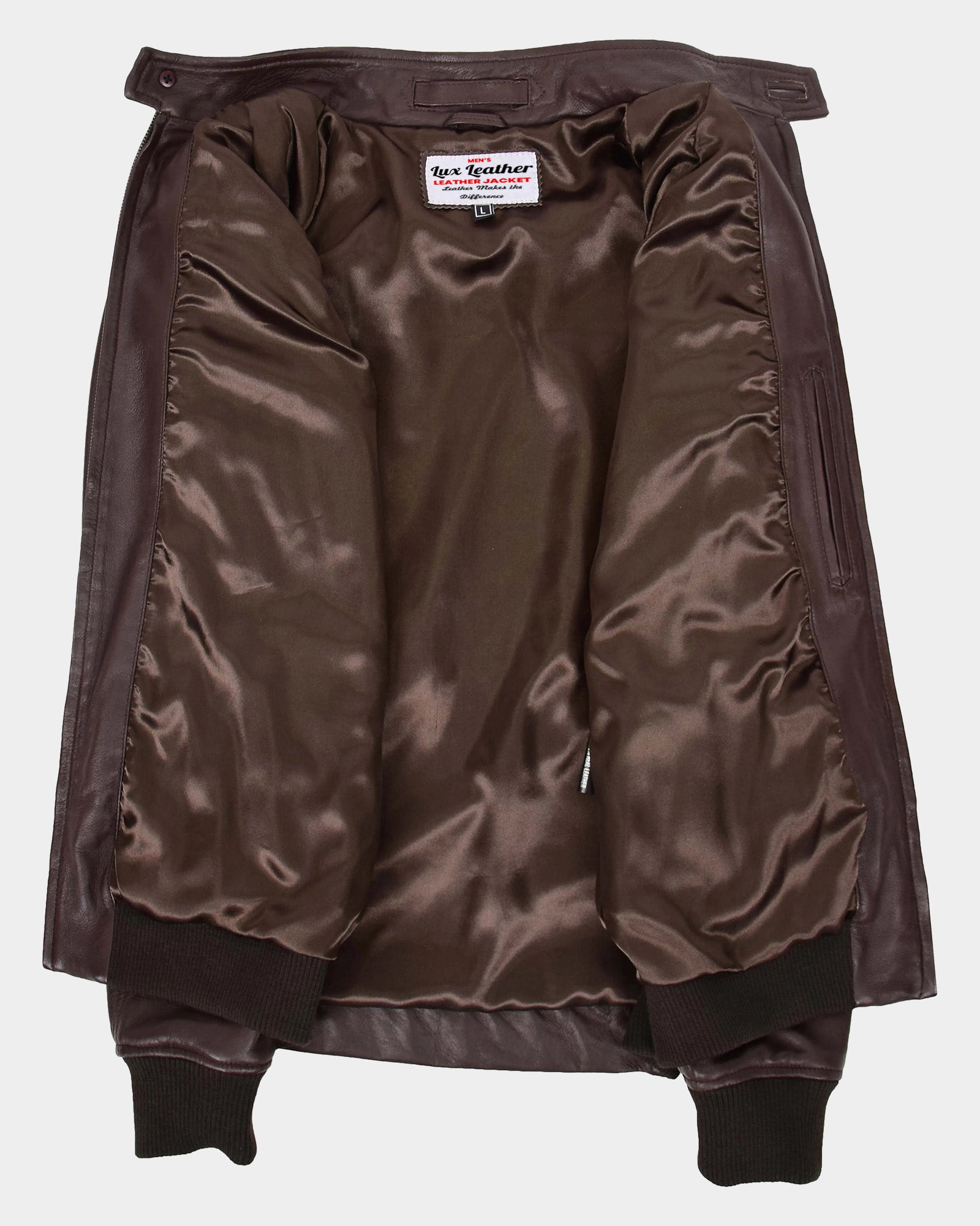 Mens Real Leather Bomber Jacket Raglan Shoulder Francis Zenith Brown