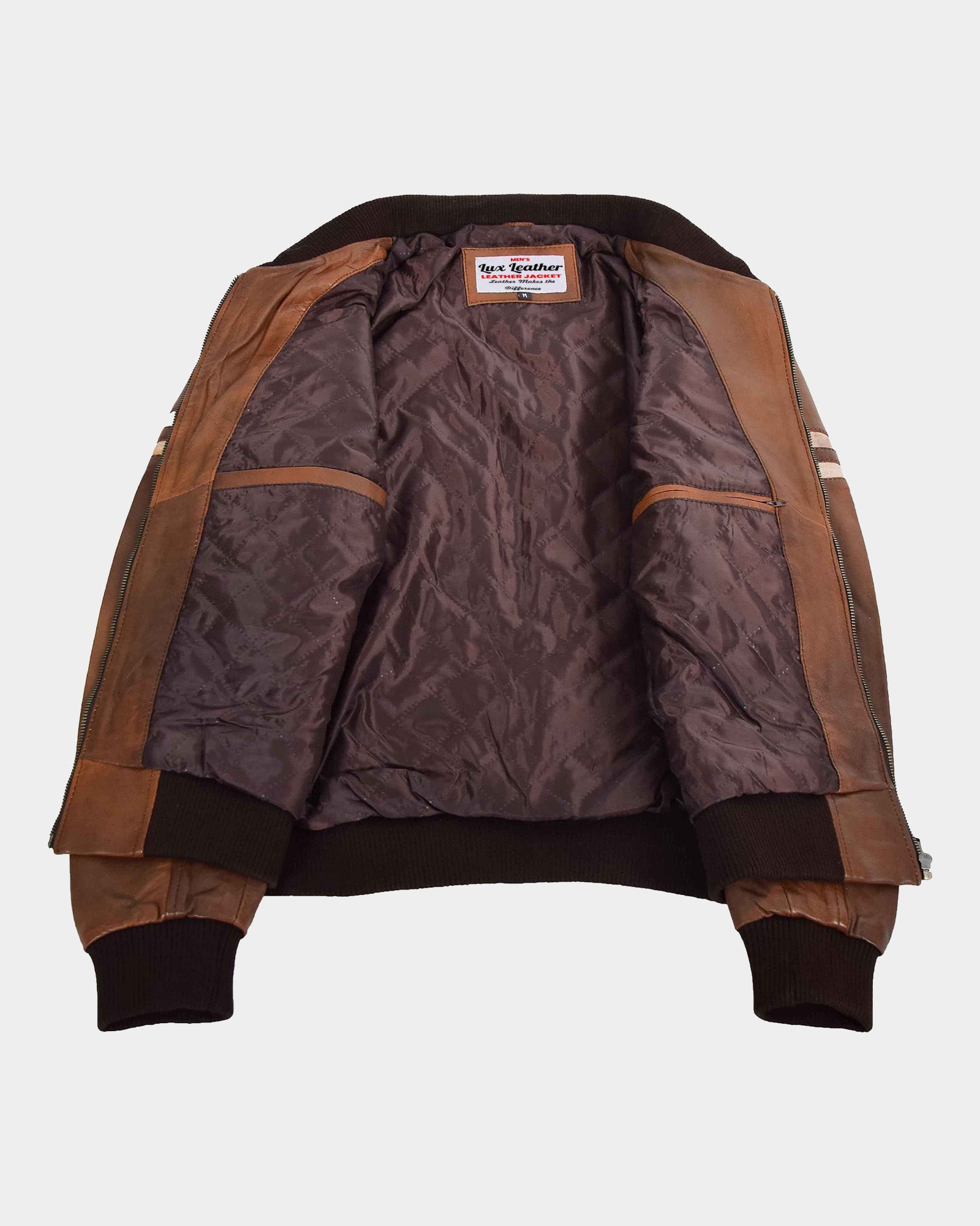 Mens Real Leather Bomber Zip up Detachable Hoodie Jacket Dallas Clestial Cognac
