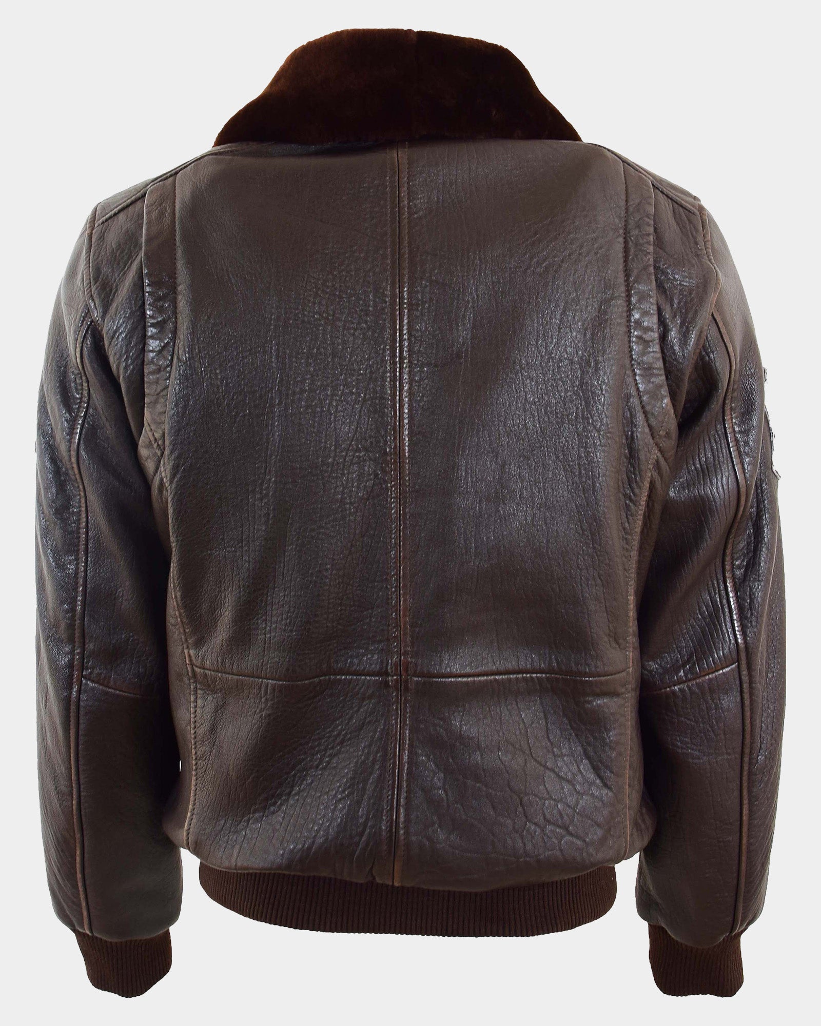 Mens Real Leather G-1 Bomber Jacket Airforce Badges FINCH Zenith Brown
