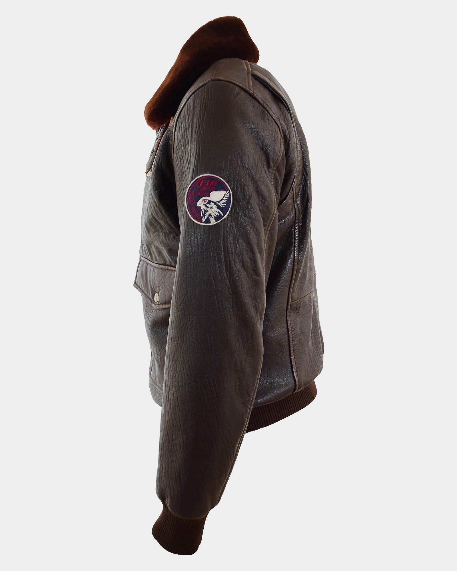 Mens Real Leather G-1 Bomber Jacket Airforce Badges FINCH Zenith Brown