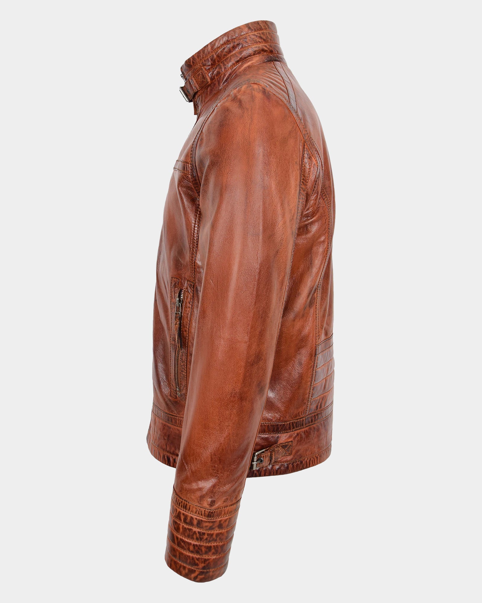 Mens Real Leather Sherpa Lined Jacket Alfie Zenith Brown