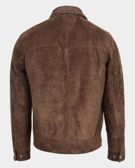Mens Real Suede Casual Harrington Jacket Larry Zenith Brown