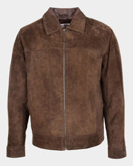 Mens Real Suede Casual Harrington Jacket Larry Zenith Brown