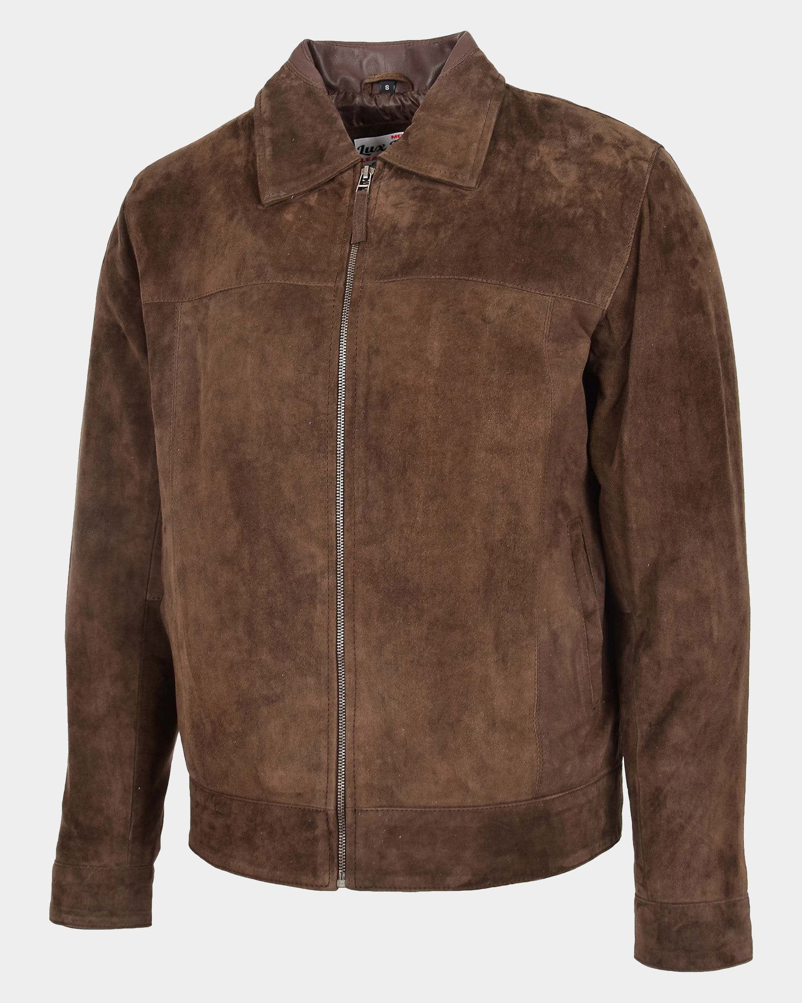 Mens Real Suede Casual Harrington Jacket Larry Zenith Brown