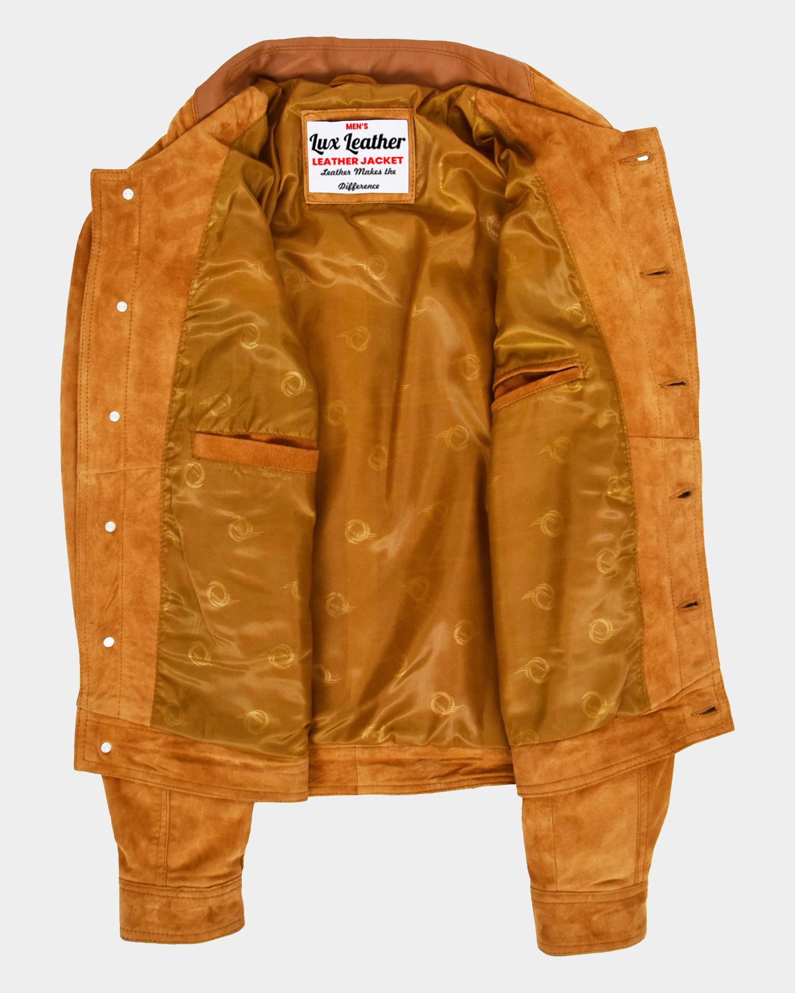 Mens Real Suede Trucker Harrington Jacket Daryl Dynamo Tan