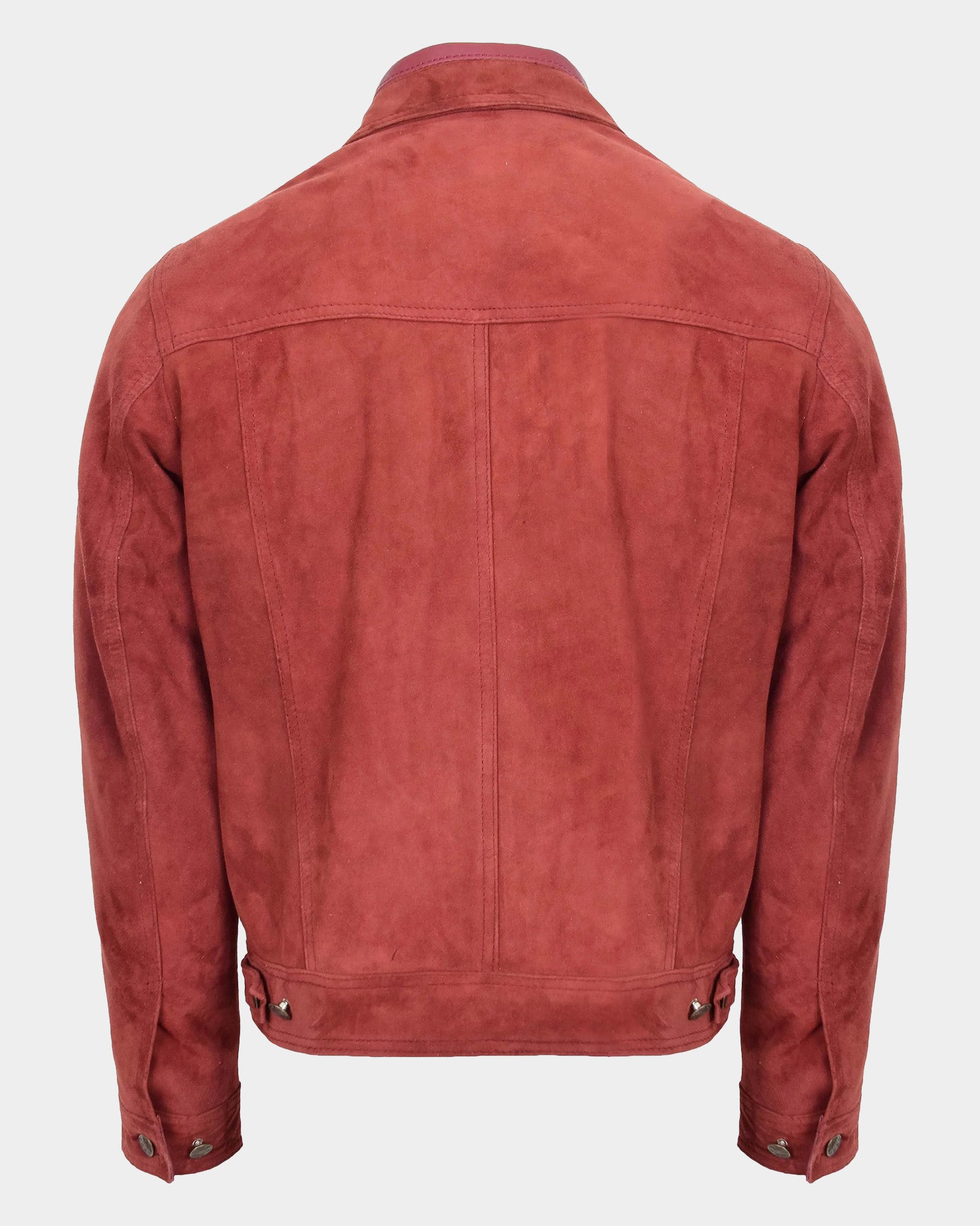 Mens Real Suede Trucker Harrington Jacket Daryl Infinite Burgundy