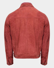 Mens Real Suede Trucker Harrington Jacket Daryl Infinite Burgundy
