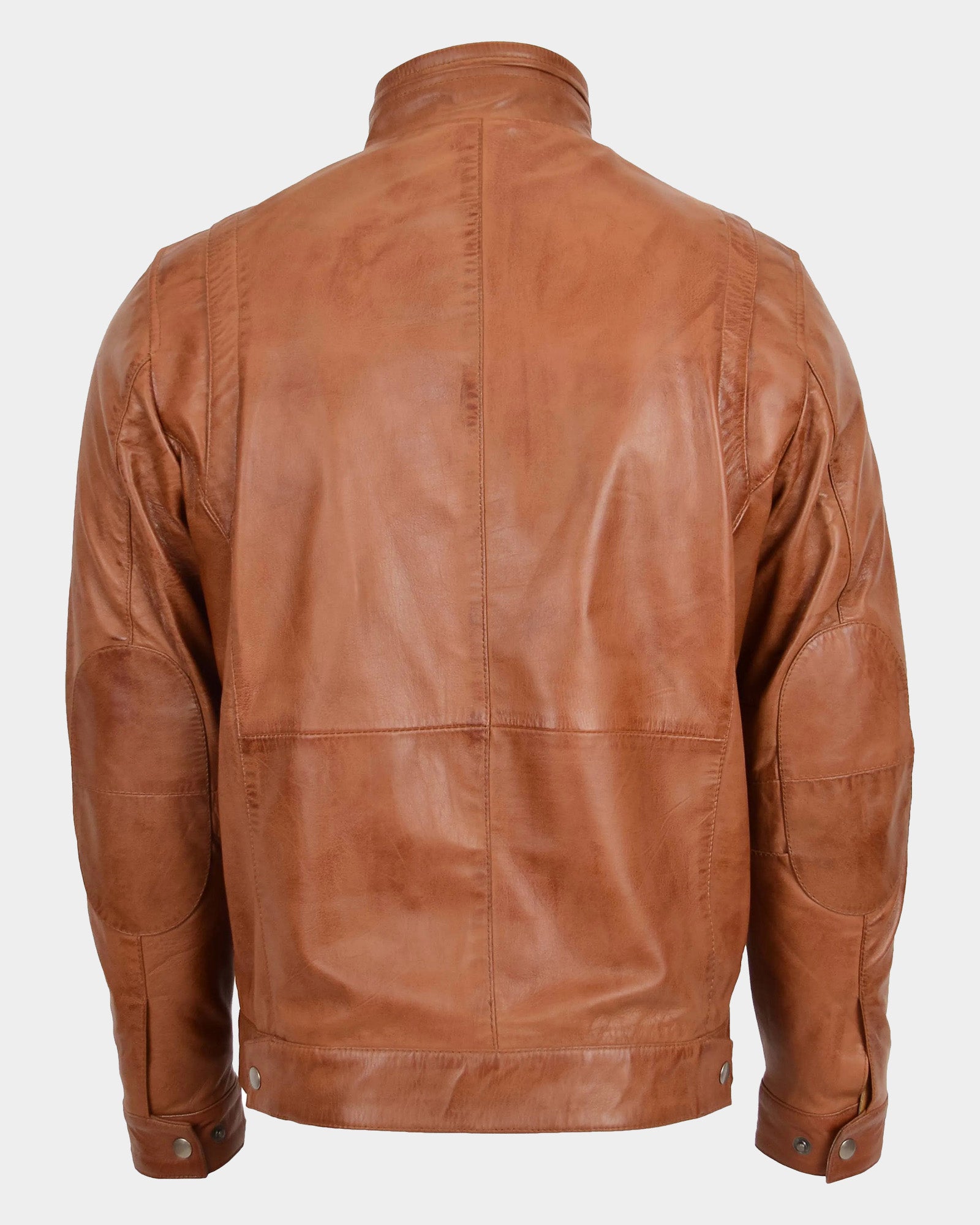 Men's Standing Collar Leather Jacket Tony Dynamo Tan