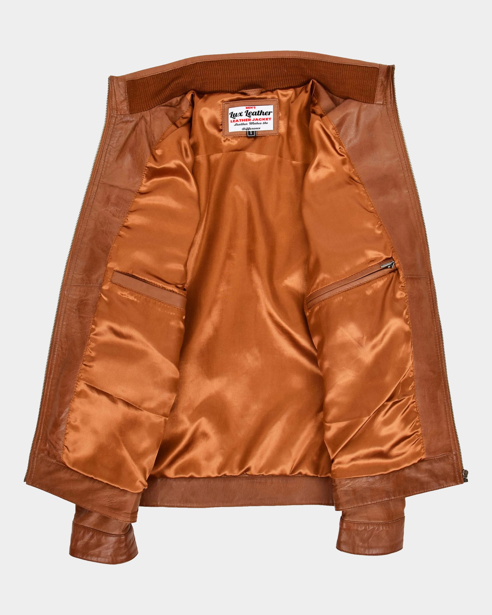 Men's Standing Collar Leather Jacket Tony Dynamo Tan