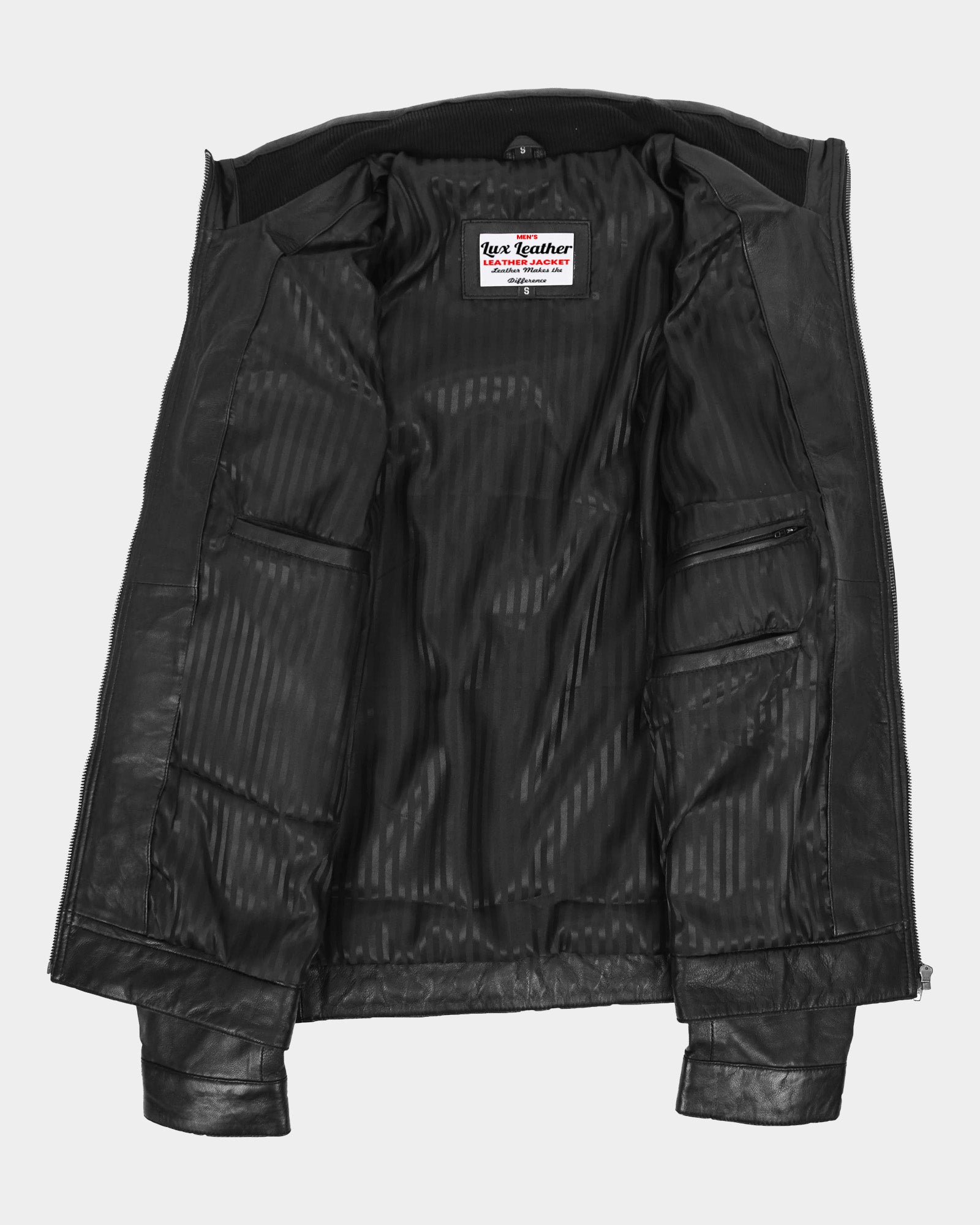 Men's Standing Collar Leather Jacket Tony Nova Black