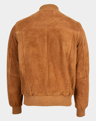 Mens Suede Bomber Varsity Jacket Reg Dynamo Tan