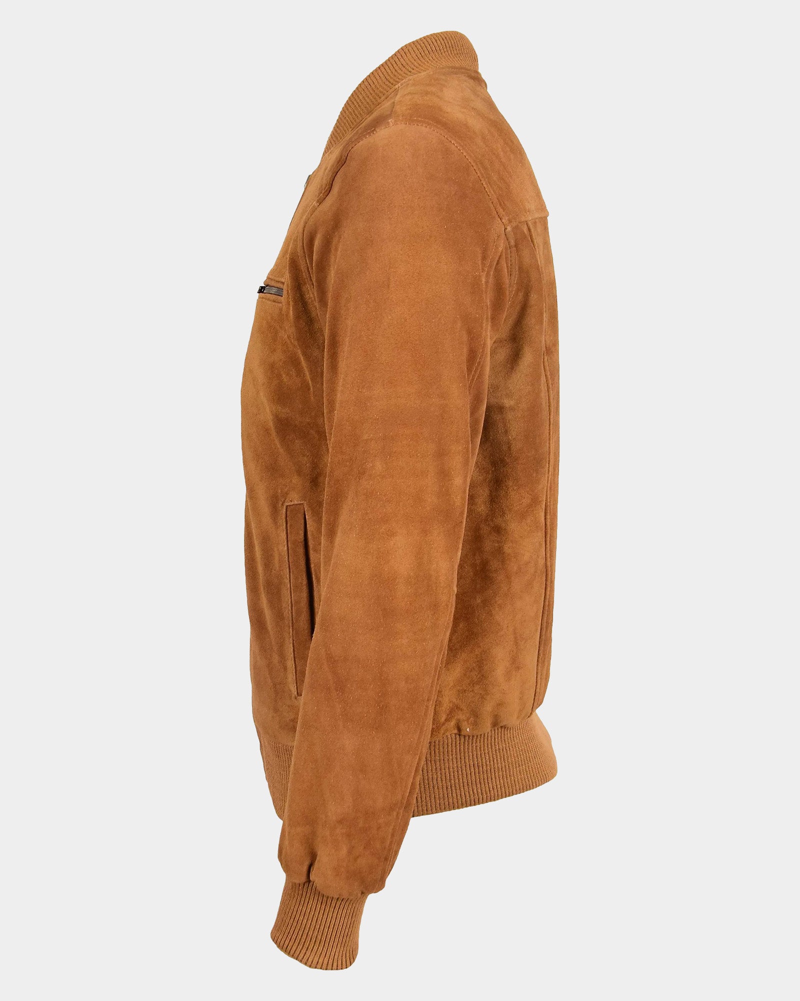 Mens Suede Bomber Varsity Jacket Reg Dynamo Tan