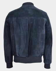 Mens Suede Bomber Varsity Jacket Reg Radiant Blue