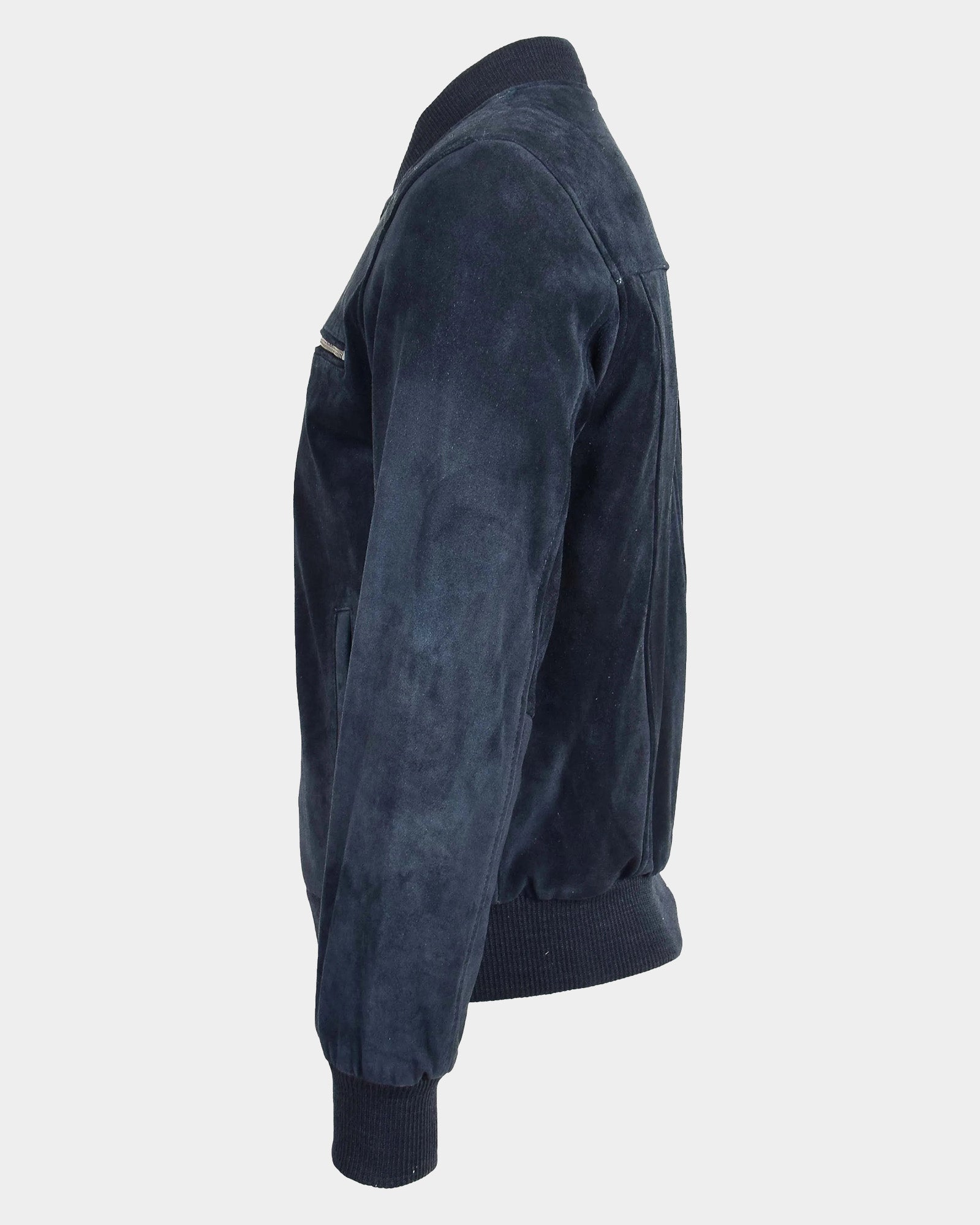 Mens Suede Bomber Varsity Jacket Reg Radiant Blue