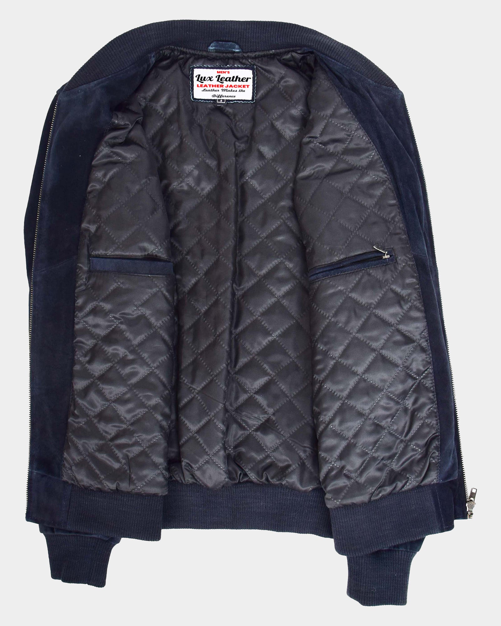 Mens Suede Bomber Varsity Jacket Reg Radiant Blue