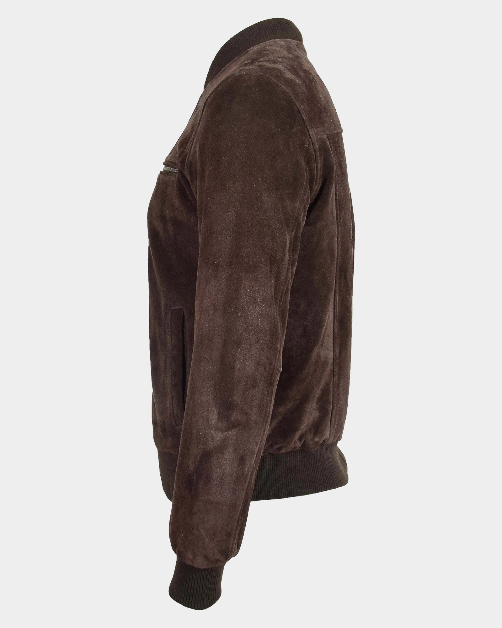 Mens Suede Bomber Varsity Jacket Reg Zenith Brown