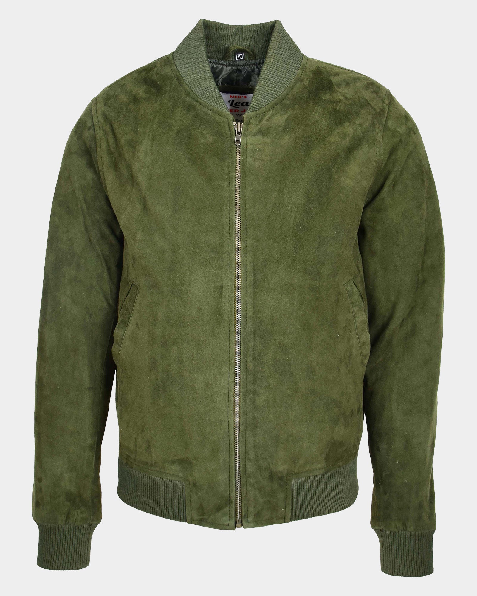 Mens Suede MA-1 Bomber Jacket Trevor Aurora Green