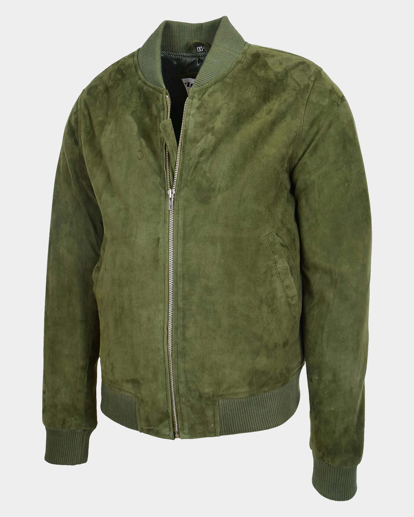 Mens Suede MA-1 Bomber Jacket Trevor Aurora Green